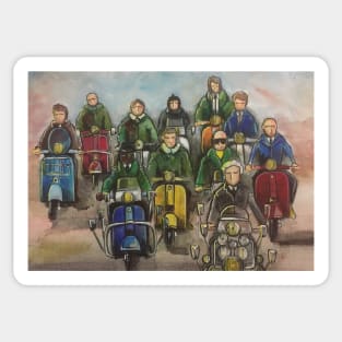 Retro Scooter, Classic Scooter, Scooterist, Scootering, Scooter Rider, Mod Art Sticker